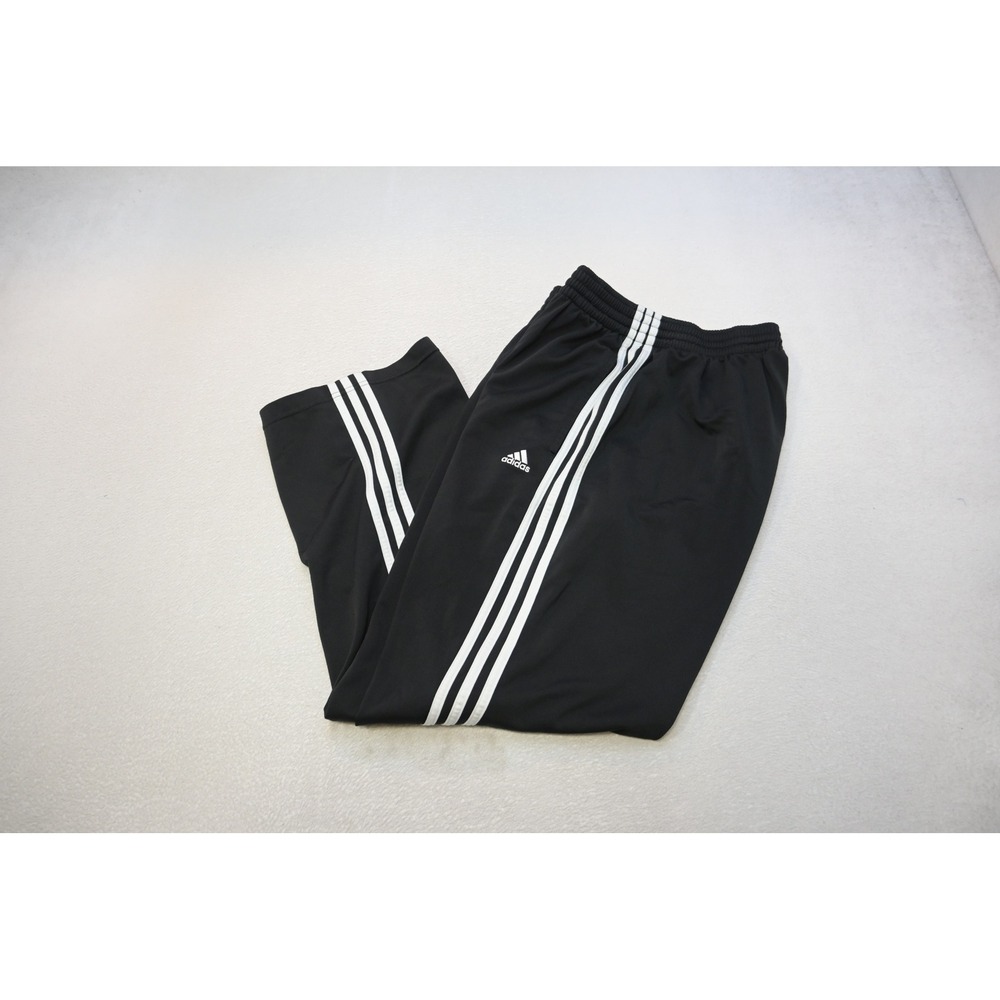Adidas Track Sweat Pants Mens Medium Black White Stripes Athletic Excellent
